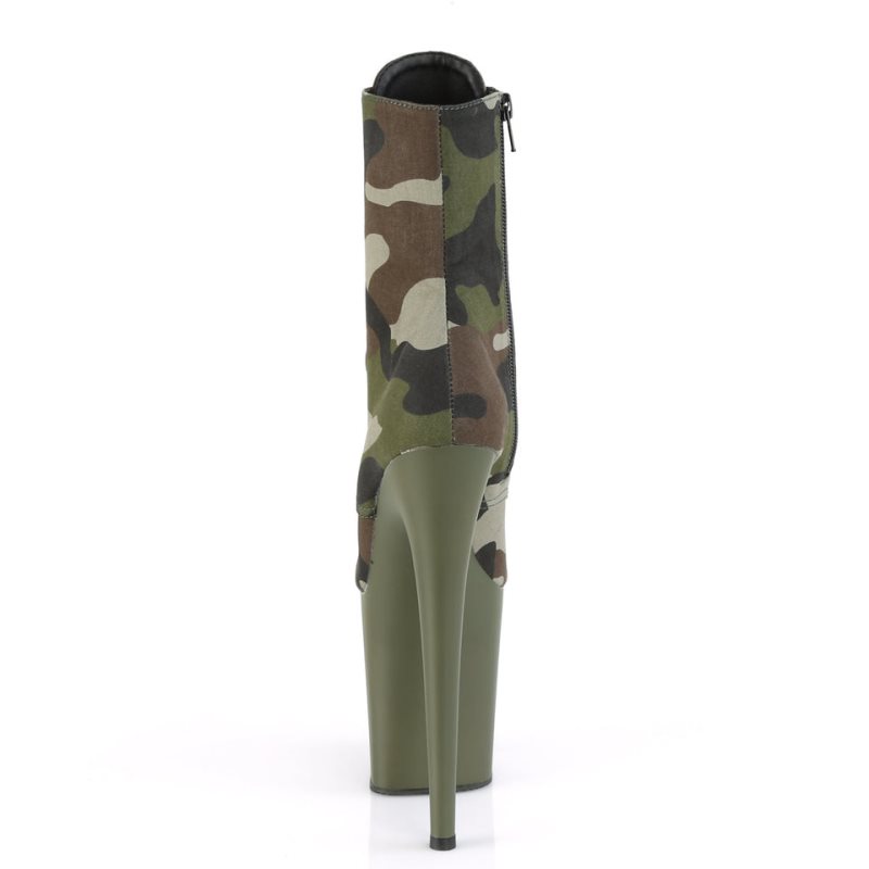 Pleaser Flamingo-1020CAMO Laarzen Dames Groen | BELGIE BEMLKJEV