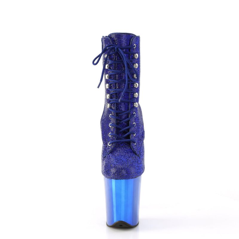 Pleaser Flamingo-1020CHRS Laarzen Dames Blauw | BELGIE BEROAFUL