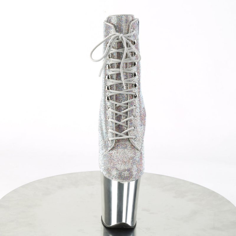 Pleaser Flamingo-1020CHRS Laarzen Dames Gekleurd Zilver | BELGIE BEJSBXIG