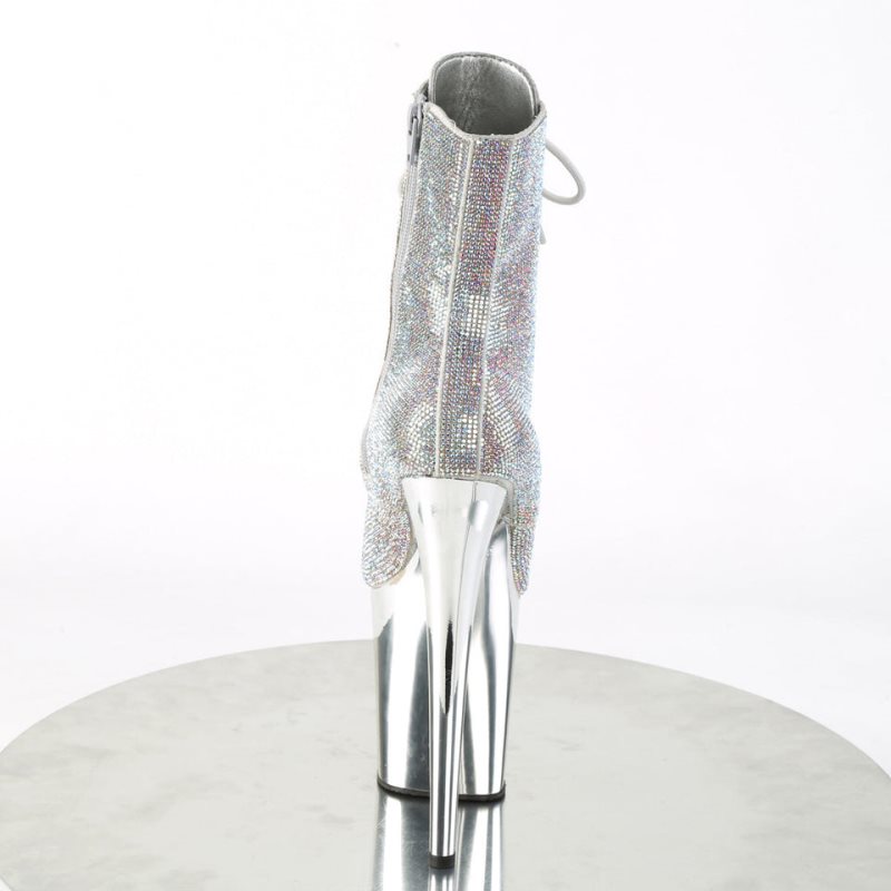 Pleaser Flamingo-1020CHRS Laarzen Dames Gekleurd Zilver | BELGIE BEJSBXIG