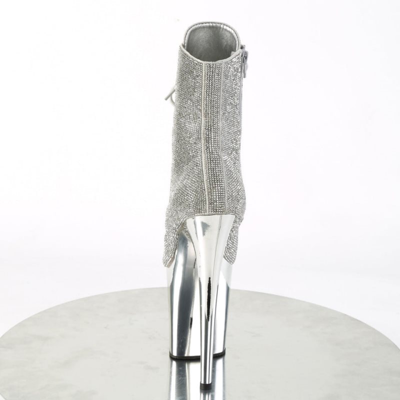 Pleaser Flamingo-1020CHRS Laarzen Dames Zilver | BELGIE BEVQTKGW