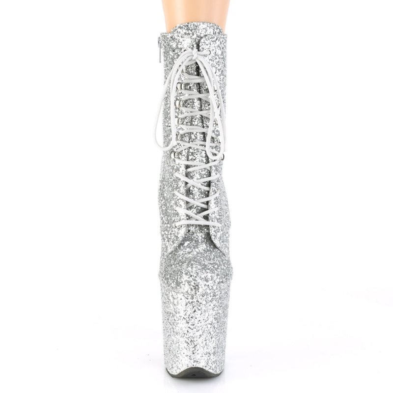 Pleaser Flamingo-1020GWR Laarzen Dames Zilver | BELGIE BETGUXWF