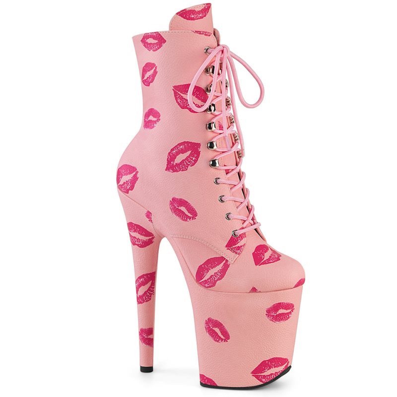 Pleaser Flamingo-1020KISSES Vegan Leather Laarzen Dames Roze | BELGIE BEAWGUPL