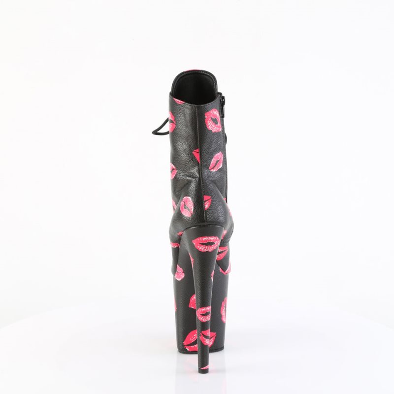 Pleaser Flamingo-1020KISSES Vegan Leather Laarzen Dames Zwart | BELGIE BEWHBCUZ