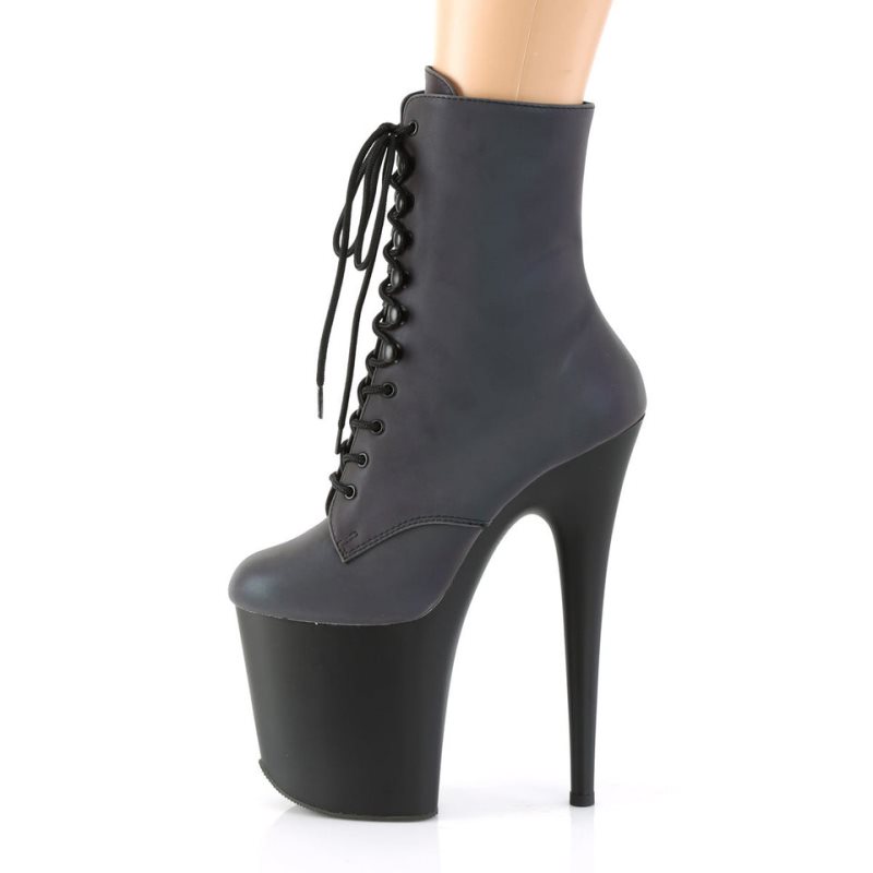 Pleaser Flamingo-1020REFL Laarzen Dames Groen Zwart | BELGIE BENGUFZB