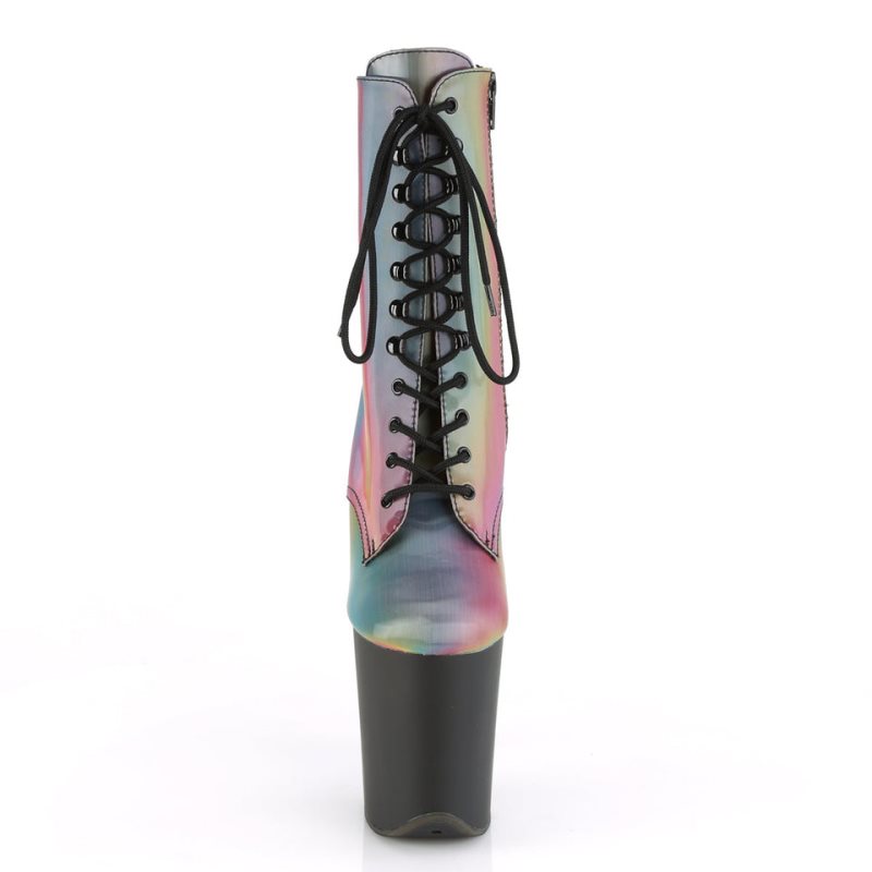 Pleaser Flamingo-1020REFL Laarzen Dames Gekleurd Zwart | BELGIE BECKLYUX