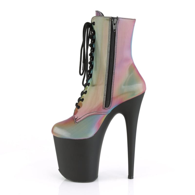 Pleaser Flamingo-1020REFL Laarzen Dames Gekleurd Zwart | BELGIE BECKLYUX