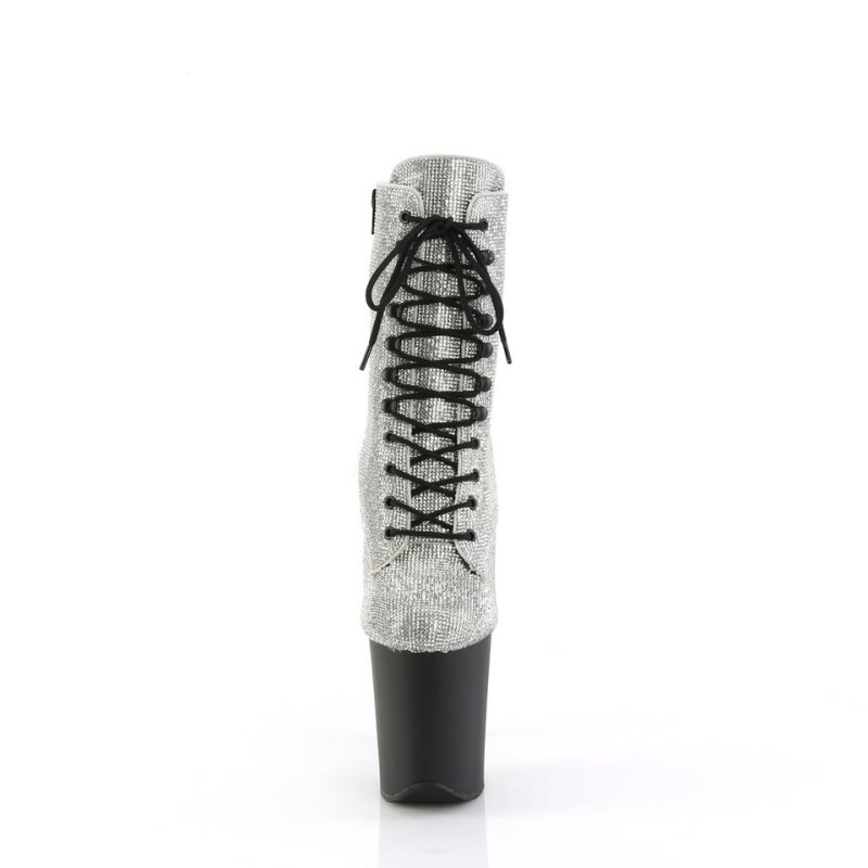 Pleaser Flamingo-1020RS Laarzen Dames Zilver Zwart | BELGIE BELENVOT