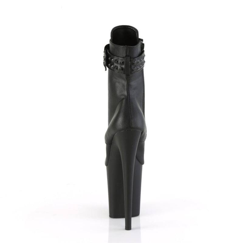 Pleaser Flamingo-1020STR Vegan Leather Laarzen Dames Zwart | BELGIE BEQVHZYD