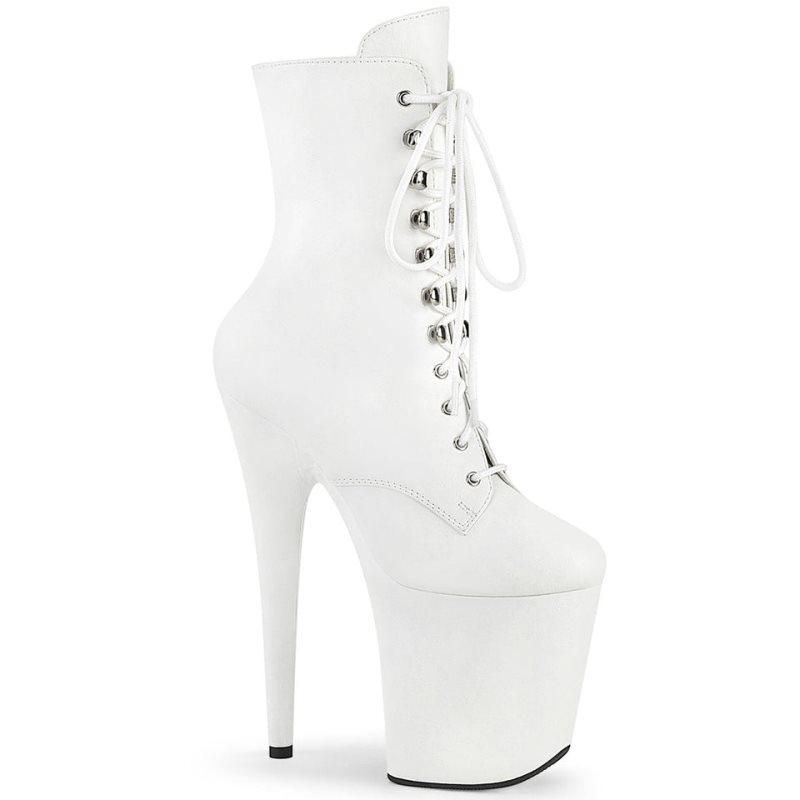 Pleaser Flamingo-1020WR Vegan Leather Laarzen Dames Wit | BELGIE BEWTHBKJ