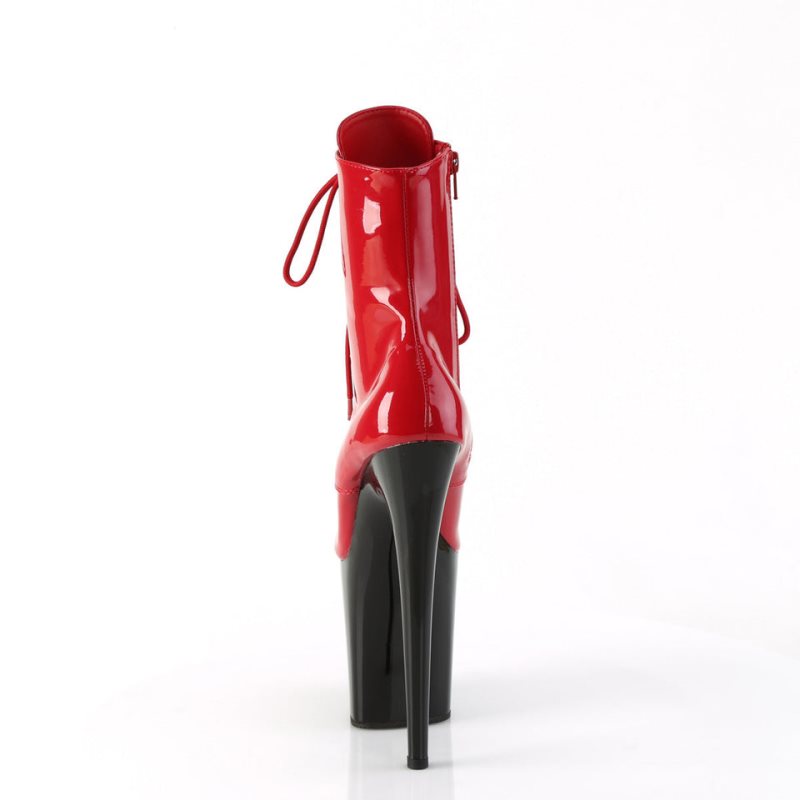 Pleaser Flamingo-1020 Laarzen Dames Rood Zwart | BELGIE BECFAUJR