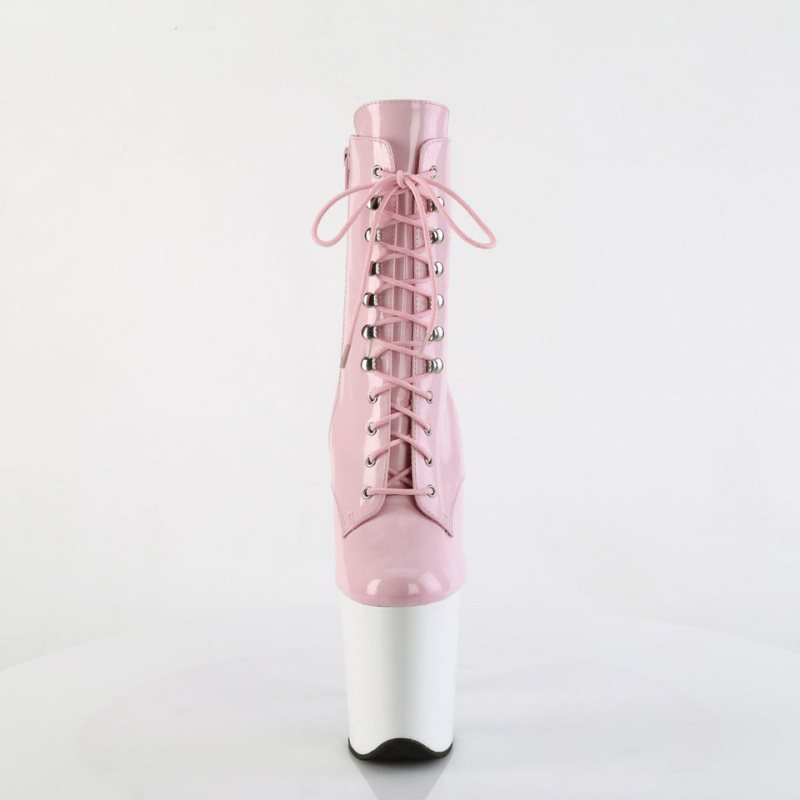 Pleaser Flamingo-1020 Laarzen Dames Roze Wit | BELGIE BEXHEABD