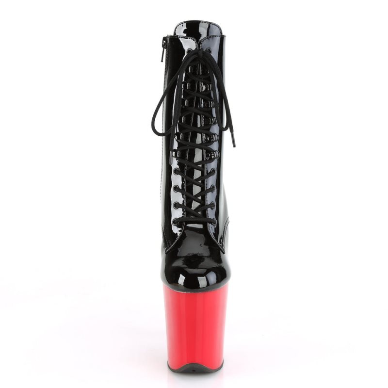 Pleaser Flamingo-1020 Laarzen Dames Zwart Rood | BELGIE BEFNTZLV