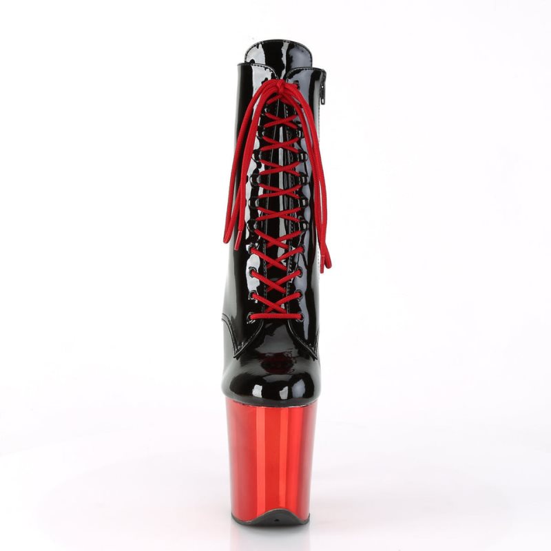 Pleaser Flamingo-1020 Laarzen Dames Zwart Rood | BELGIE BEJATFBK