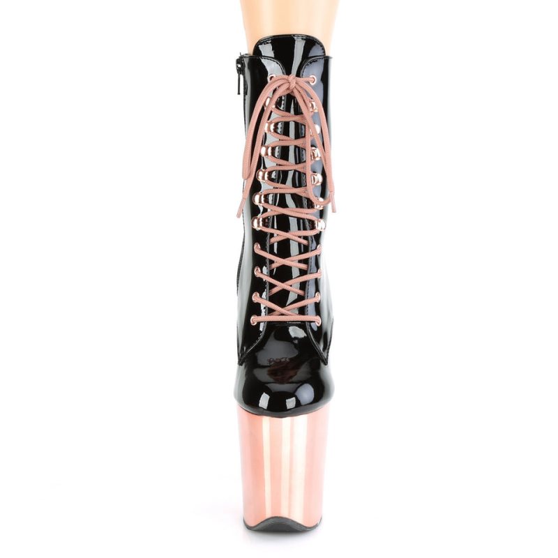 Pleaser Flamingo-1020 Laarzen Dames Zwart Roze Goud | BELGIE BEUPLBES