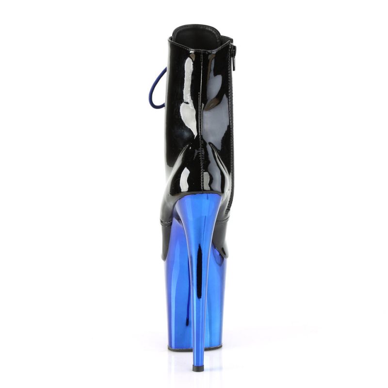 Pleaser Flamingo-1020 Laarzen Dames Zwart Blauw | BELGIE BEYJILTR