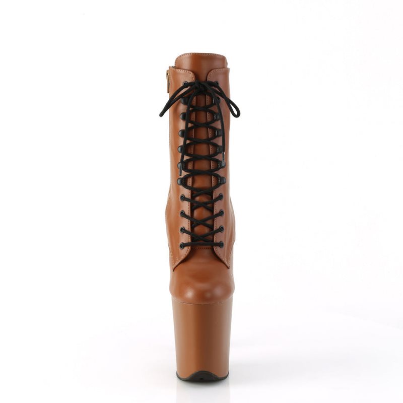 Pleaser Flamingo-1020 Vegan Leather Laarzen Dames Koffie | BELGIE BEWYGPDV