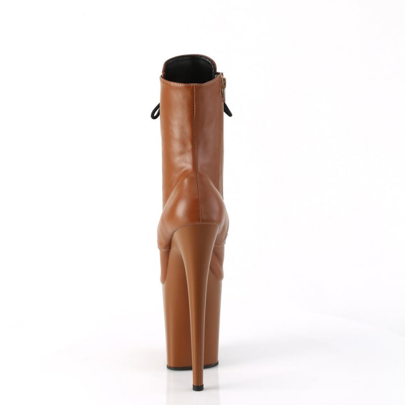 Pleaser Flamingo-1020 Vegan Leather Laarzen Dames Koffie | BELGIE BEWYGPDV