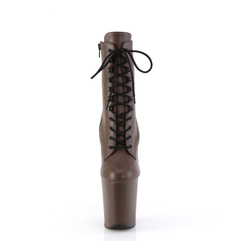 Pleaser Flamingo-1020 Vegan Leather Laarzen Dames Bruin | BELGIE BEJDKLNH