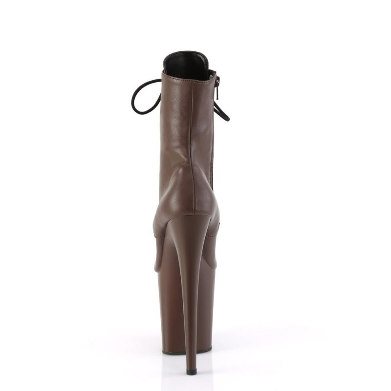 Pleaser Flamingo-1020 Vegan Leather Laarzen Dames Bruin | BELGIE BEJDKLNH