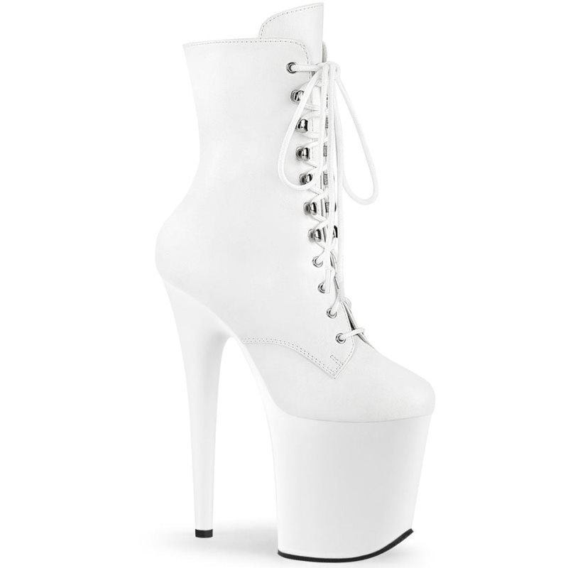 Pleaser Flamingo-1020 Vegan Leather Laarzen Dames Wit | BELGIE BERHCMKI