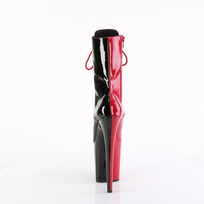 Pleaser Flamingo-1040TT Laarzen Dames Rood Zwart | BELGIE BECXIVZG
