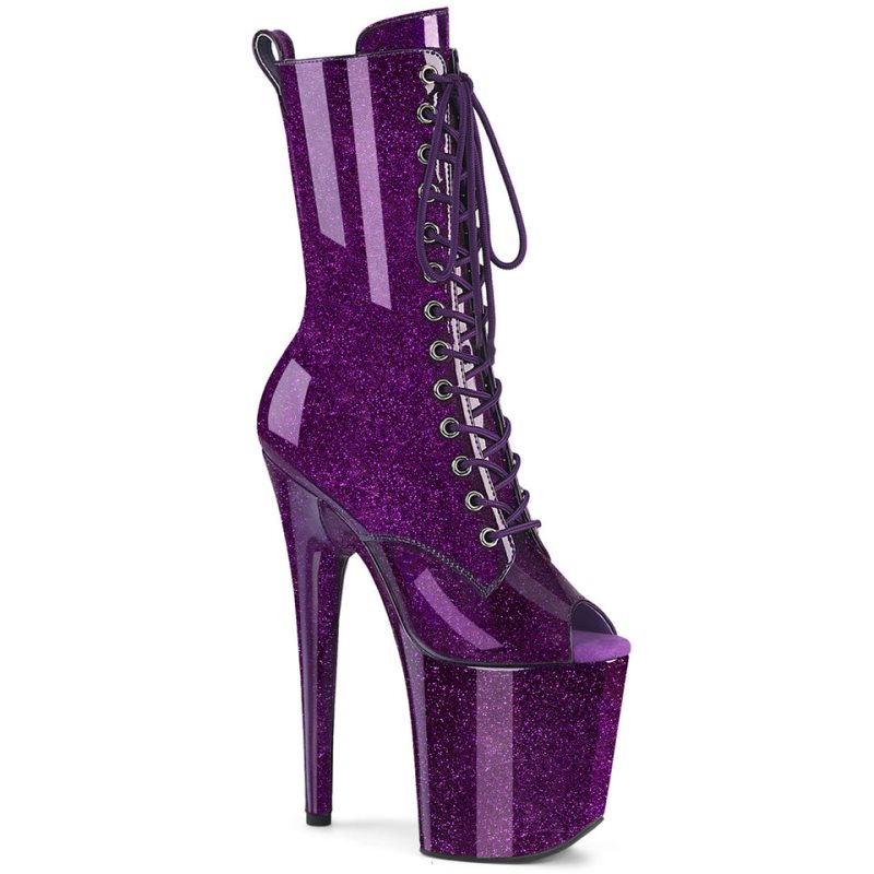 Pleaser Flamingo-1041GP Glitter Laarzen Dames Paars | BELGIE BELDNUJM