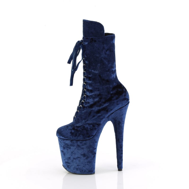 Pleaser Flamingo-1045VEL Laarzen Dames Donkerblauw | BELGIE BEMPGLJA