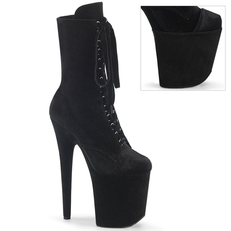 Pleaser Flamingo-1045VEL Laarzen Dames Zwart | BELGIE BEETXKAG