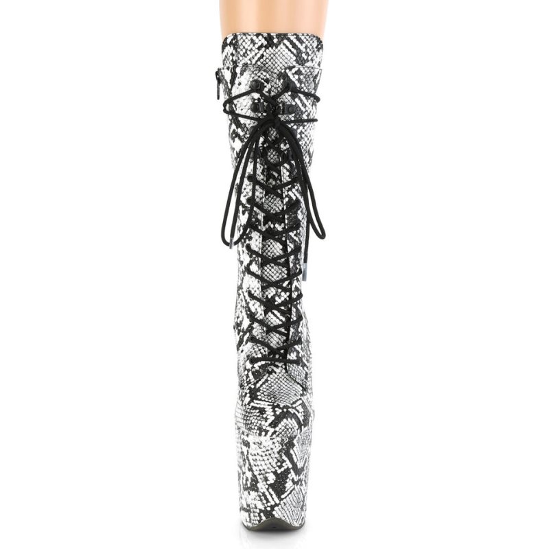 Pleaser Flamingo-1050SP Laarzen Dames Wit Zwart | BELGIE BEDGZMIF