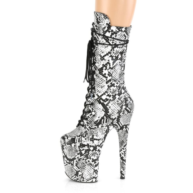 Pleaser Flamingo-1050SP Laarzen Dames Wit Zwart | BELGIE BEDGZMIF