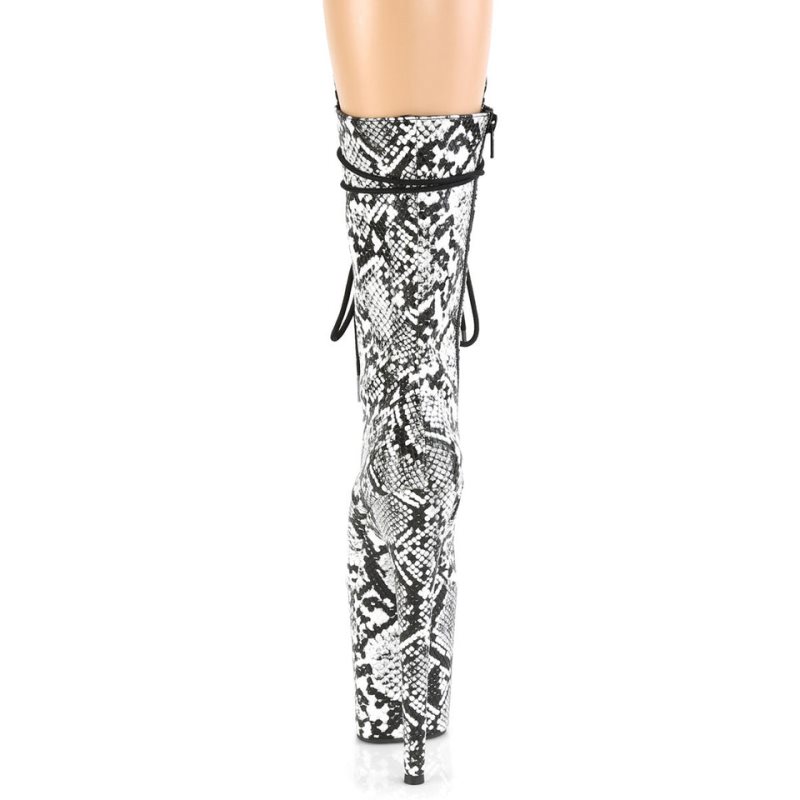 Pleaser Flamingo-1050SP Laarzen Dames Wit Zwart | BELGIE BEDGZMIF