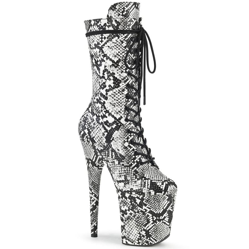 Pleaser Flamingo-1050SP Laarzen Dames Wit Zwart | BELGIE BEDGZMIF