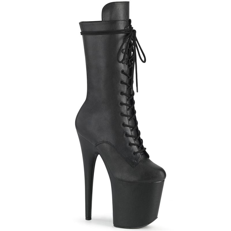 Pleaser Flamingo-1050WR Vegan Leather Laarzen Dames Zwart | BELGIE BEFCGMKI