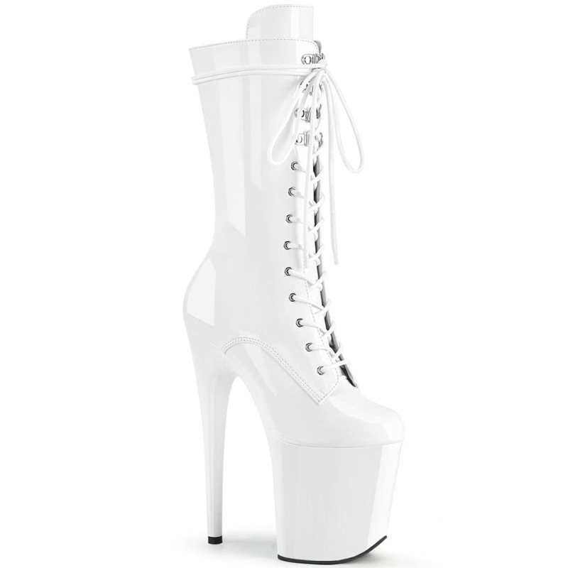 Pleaser Flamingo-1050 Laarzen Dames Wit | BELGIE BEEBYIMH