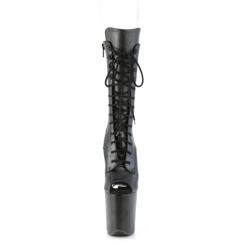 Pleaser Flamingo-1051WR Vegan Leather Laarzen Dames Zwart | BELGIE BEYJWDCM