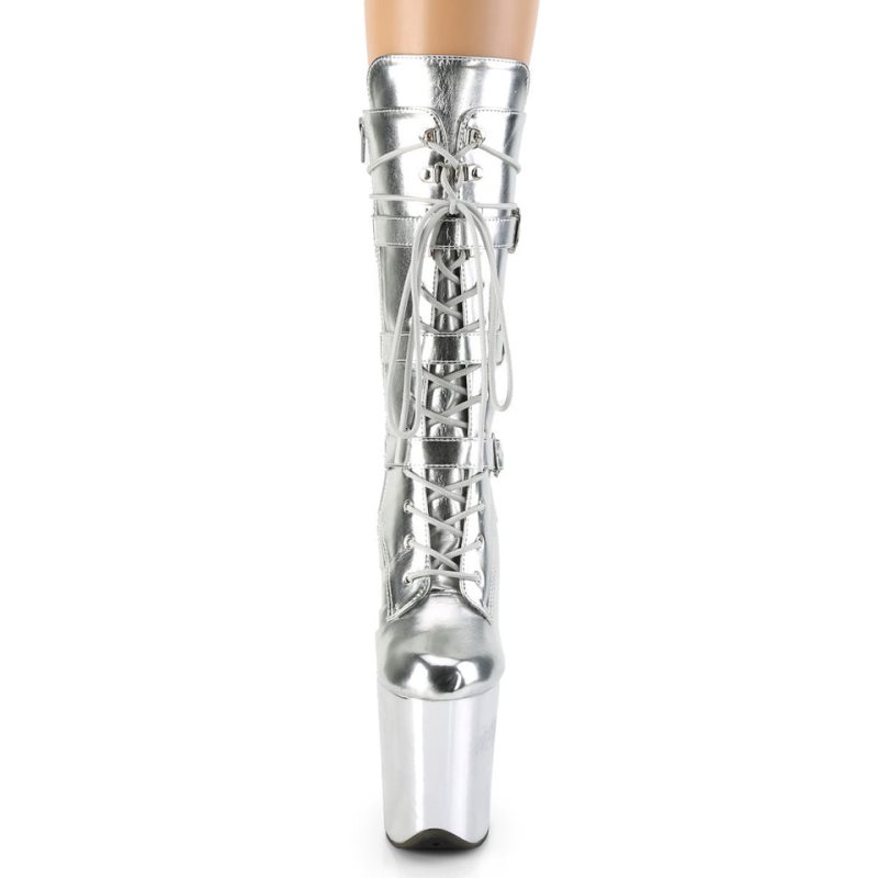 Pleaser Flamingo-1053 Laarzen Dames Zilver | BELGIE BEZQDKXG