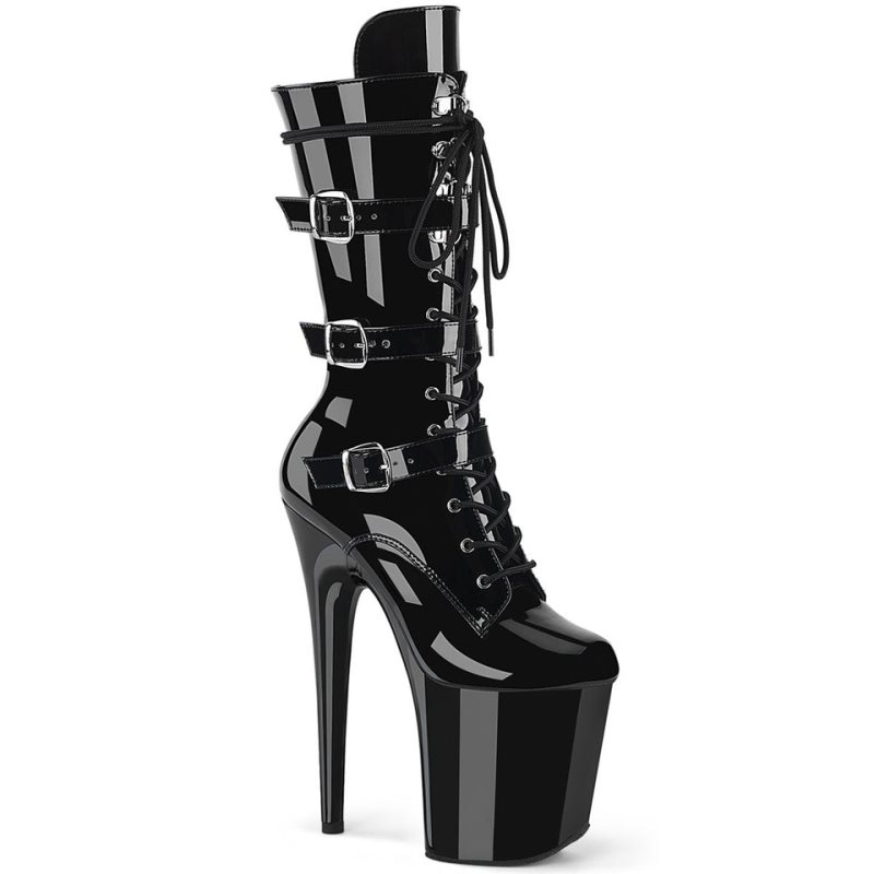 Pleaser Flamingo-1053 Laarzen Dames Zwart | BELGIE BEGQMORC