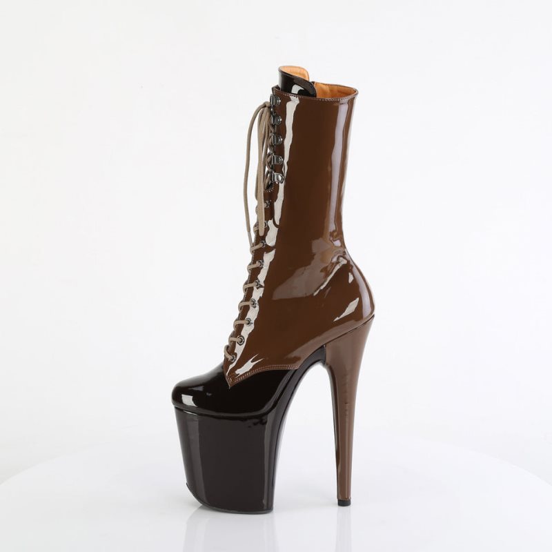 Pleaser Flamingo-1054DC Laarzen Dames Koffie Donkerbruin | BELGIE BEFJGAOY
