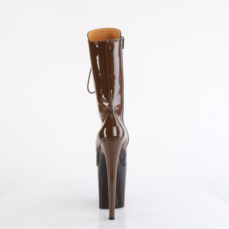 Pleaser Flamingo-1054DC Laarzen Dames Koffie Donkerbruin | BELGIE BEFJGAOY