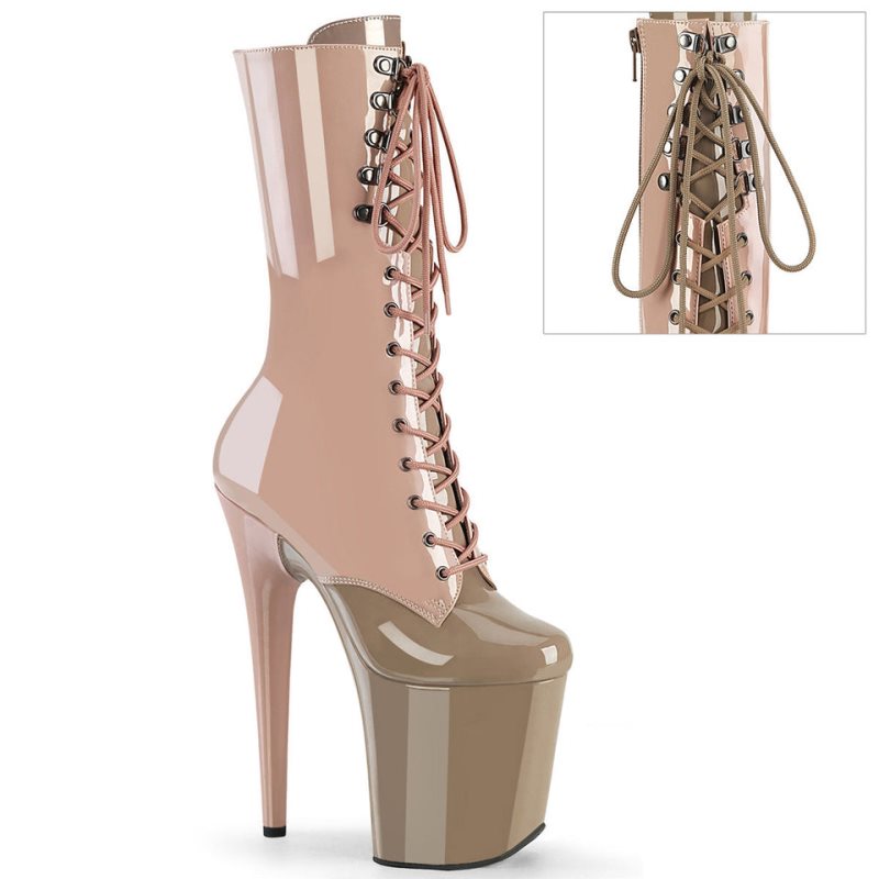 Pleaser Flamingo-1054DC Laarzen Dames Roze Bruin | BELGIE BESFJPQB