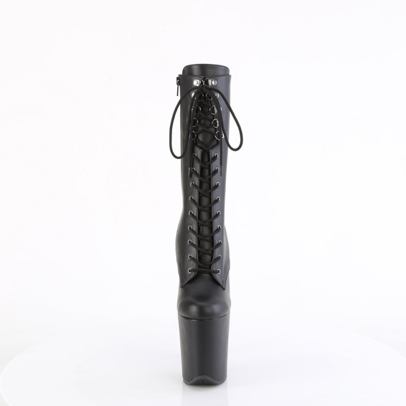 Pleaser Flamingo-1054 Vegan Leather Laarzen Dames Zwart | BELGIE BEUCOFID