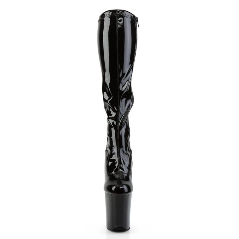 Pleaser Flamingo-2000 Knie Laarzen Dames Zwart | BELGIE BEHJIUOC