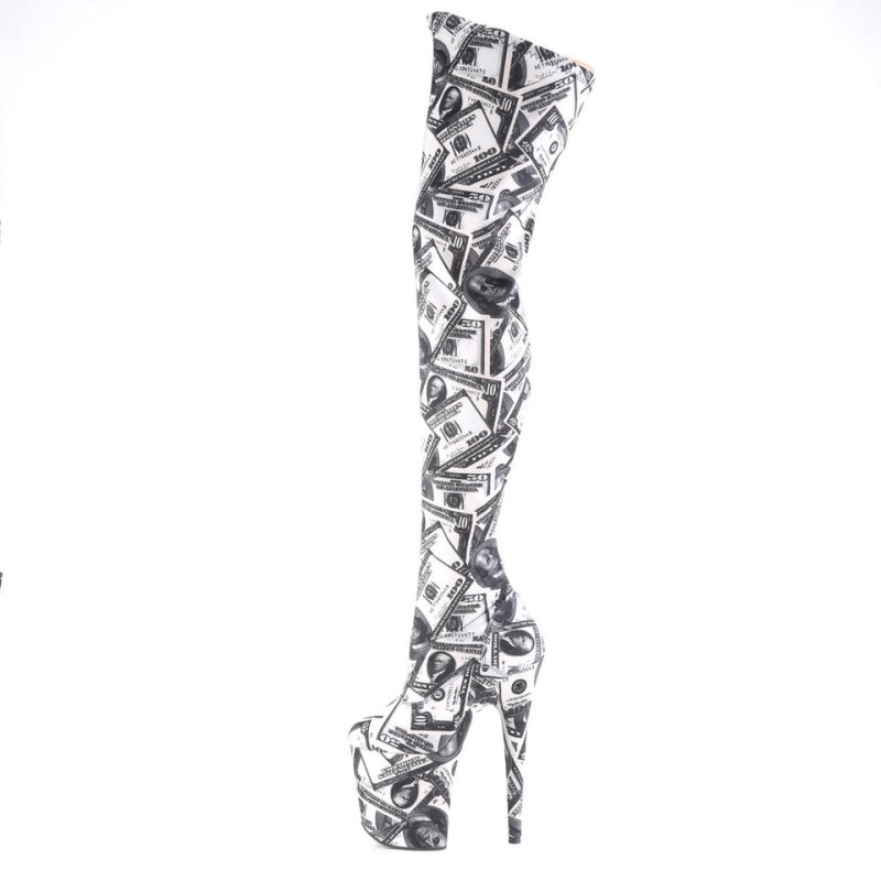Pleaser Flamingo-3000DP Hoge Hakken Dames Wit Zwart | BELGIE BEYMJCBD