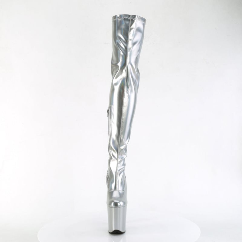 Pleaser Flamingo-3000HWR Hoge Hakken Dames Zilver | BELGIE BECQNRBP
