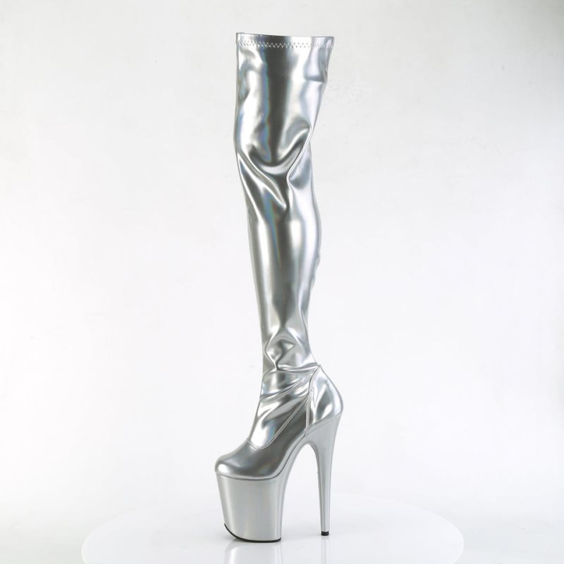 Pleaser Flamingo-3000HWR Hoge Hakken Dames Zilver | BELGIE BECQNRBP