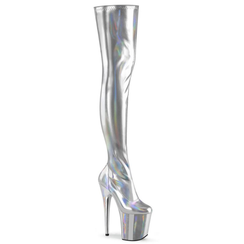 Pleaser Flamingo-3000HWR Hoge Hakken Dames Zilver | BELGIE BECQNRBP
