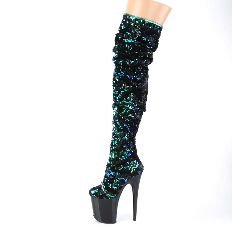Pleaser Flamingo-3004 Hoge Hakken Dames Groen Zwart | BELGIE BEZNAQUK