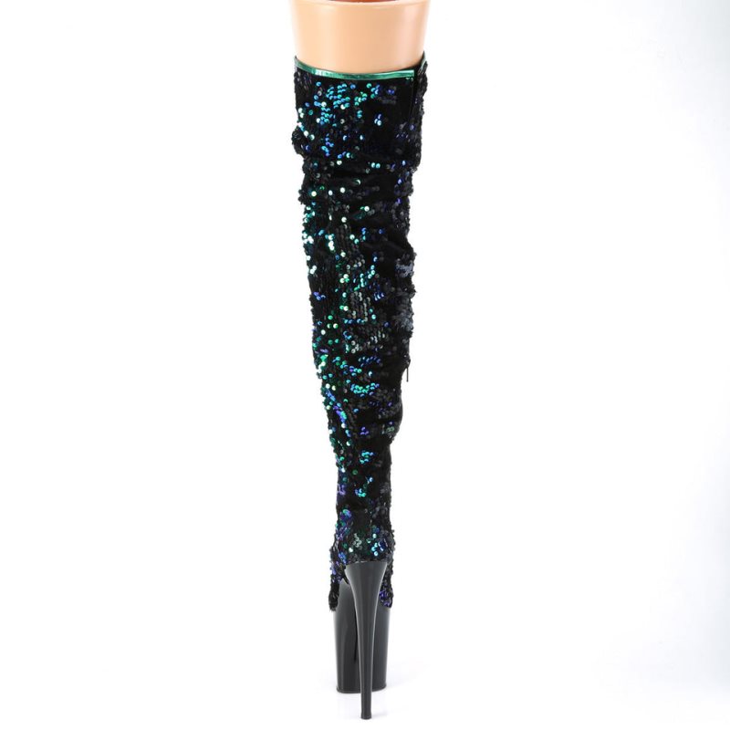 Pleaser Flamingo-3004 Hoge Hakken Dames Groen Zwart | BELGIE BEZNAQUK