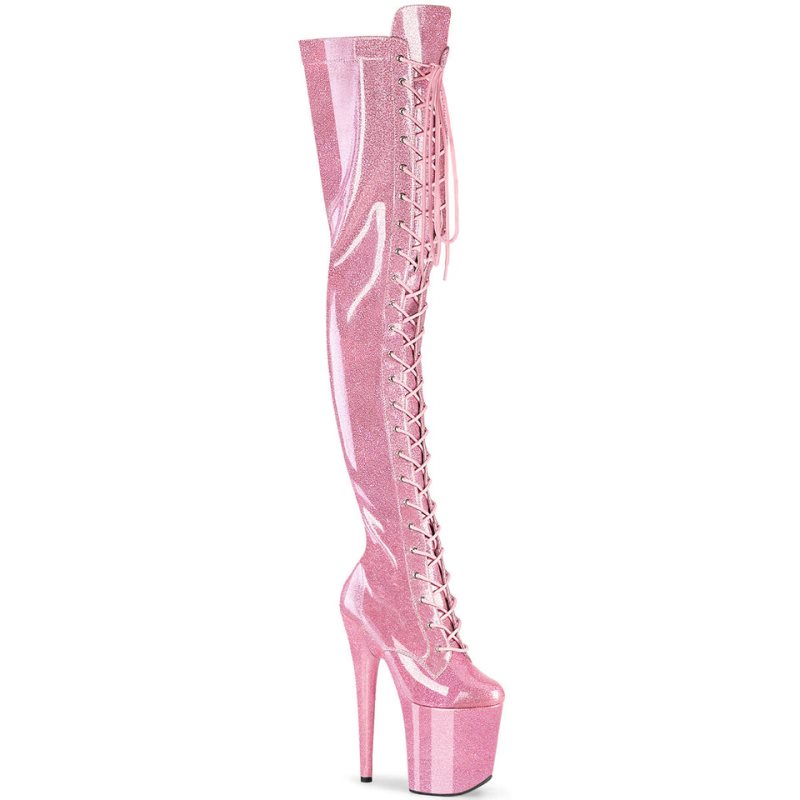 Pleaser Flamingo-3020GP Glitter Hoge Hakken Dames Roze | BELGIE BEHTQNBO